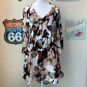 Entro Floral Mini Dress - White and Brown